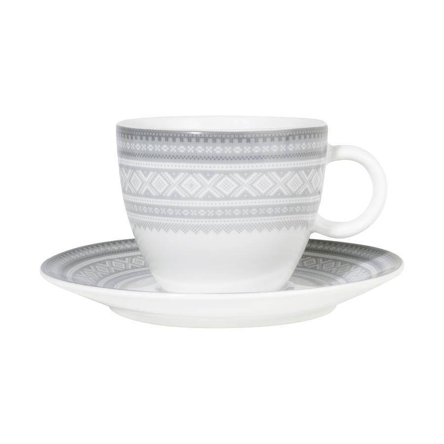 Mug with coffee bowl - 6.8 fl oz Cappucino GRAY, in gift box - MARIUS