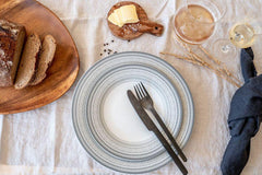 Flat dinner plate (11in) in GRAY Marius pattern, 4-pack - MARIUS